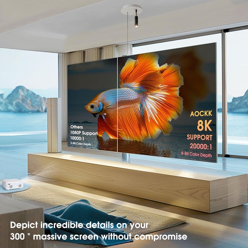KEJOG Mini Projector | 4K Support 200" Giant Screen | 500 ANSI Lumens, Bluetooth 5.2 | Portable Outdoor Movie Projector Compatible with TV Stick/Phone/HDMI/PC | Built-in HiFi Speaker | indoor & outdoor use - Image 3